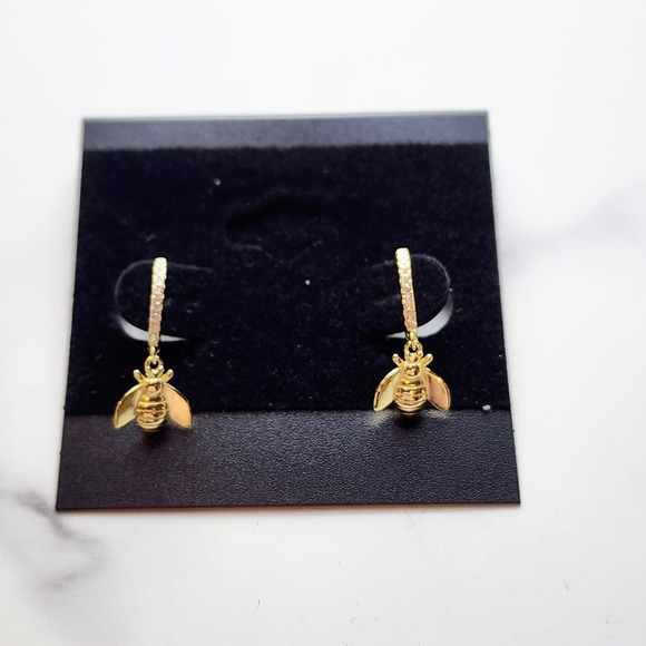 18k Gold Plated Sterling Silver Bee Earrings - Picture 5 of 6